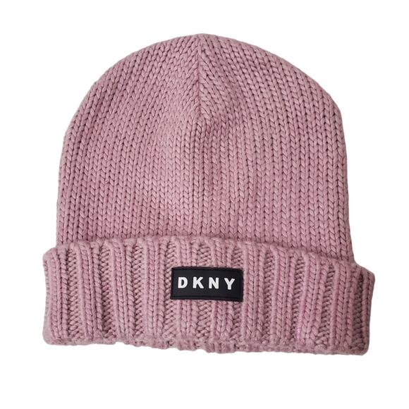 DKNY | Girl's Shimmer Pink Knit Foldover Hat - Picture 1 of 6